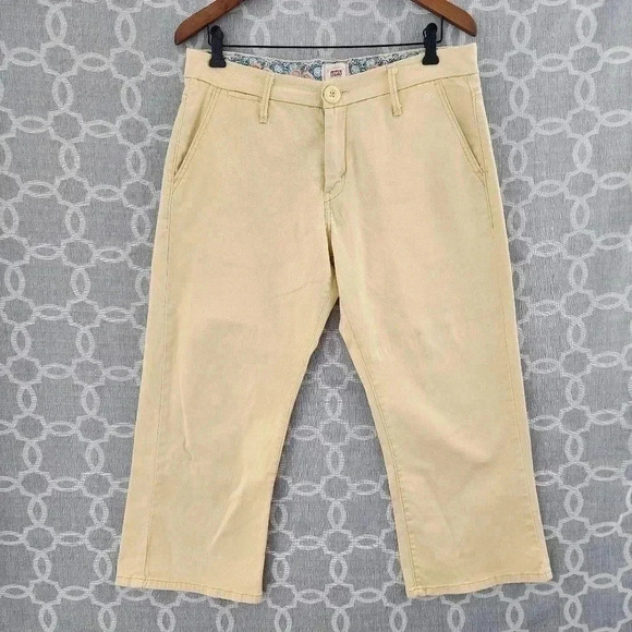 Vintage Y2k Levi's Tab Twills Yellow Stretched Women's Jean Capris 10 - Picture 1 of 8